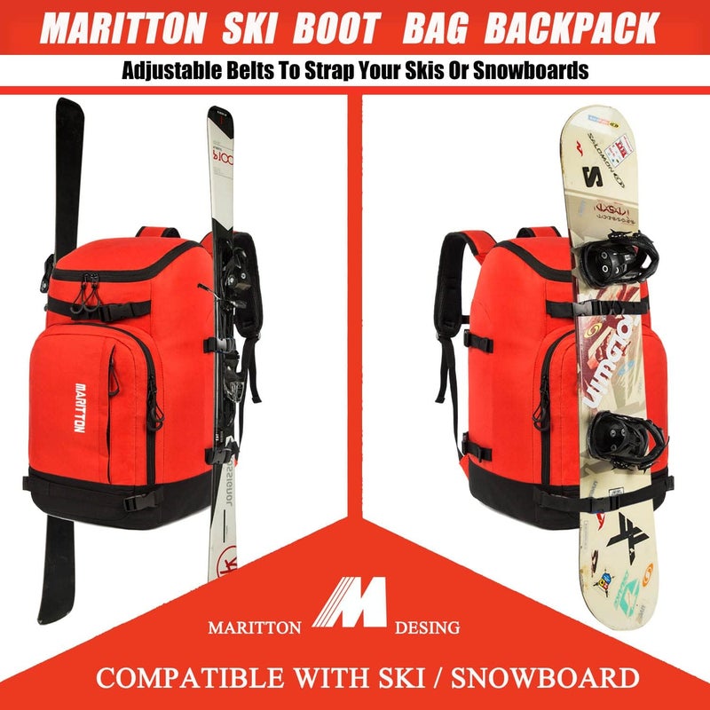 MARITTON Ski Boot Bag - Boot Travel Backpack for Snowboard & Ski Boots, Helmet, Goggles, Gloves, Accessories - Image 2